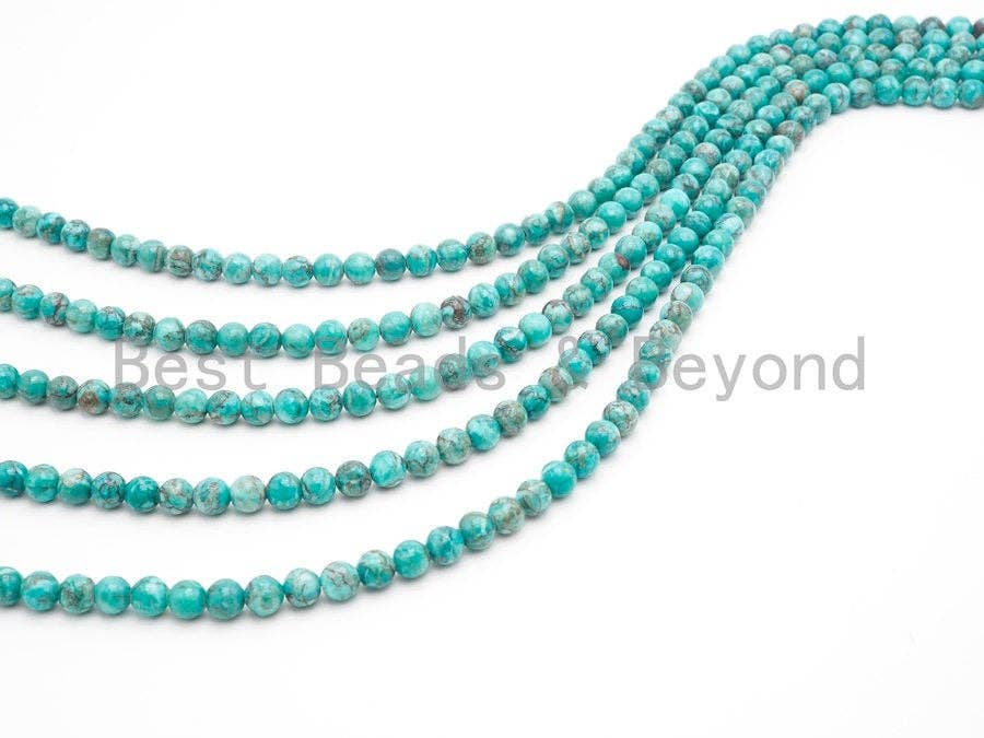 BestBeads&Beyond - Wholesale Beads - Smooth Round Africa Turquoise beads, 6mm/8mm/10mm/12mm Blue Green Gemstone beads, Africa Turqoise beads, 15.5inch strand, SKU#U2681
