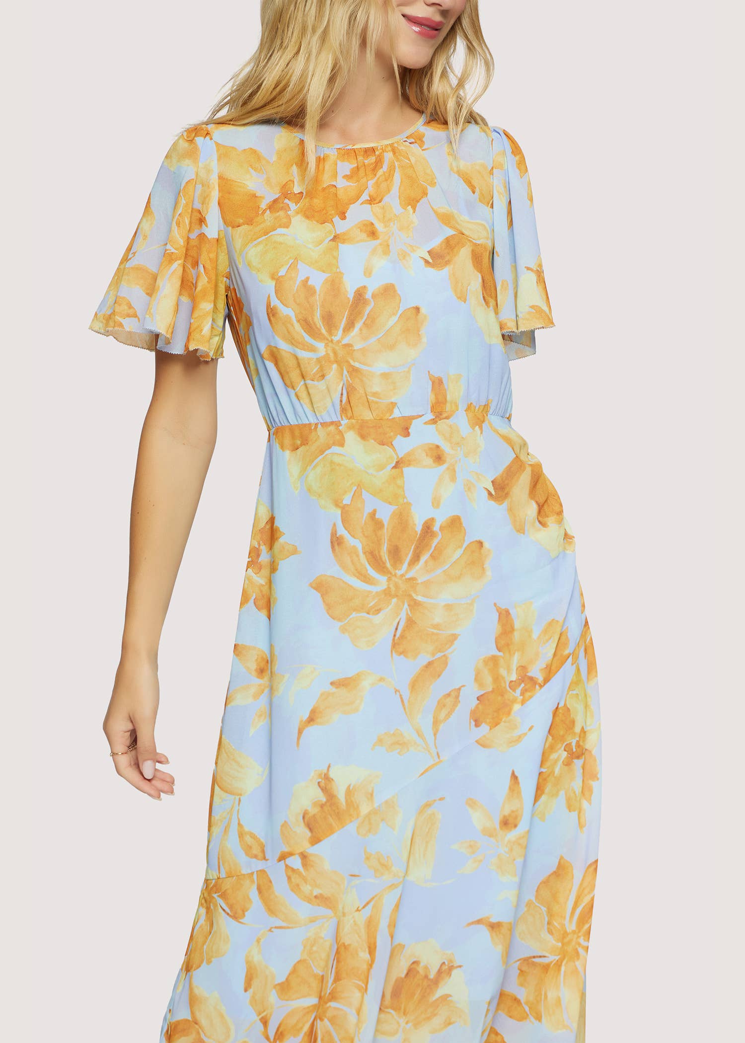Florentine Affair Midi Dress - Summer Floral Chiffon Zipper for wholesale on Faire2