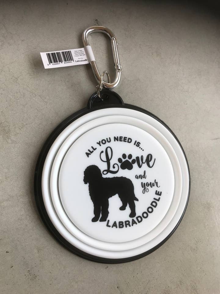 Labradoodle Travel Pet Bowl for wholesale by Gifted Wholesale Ltd