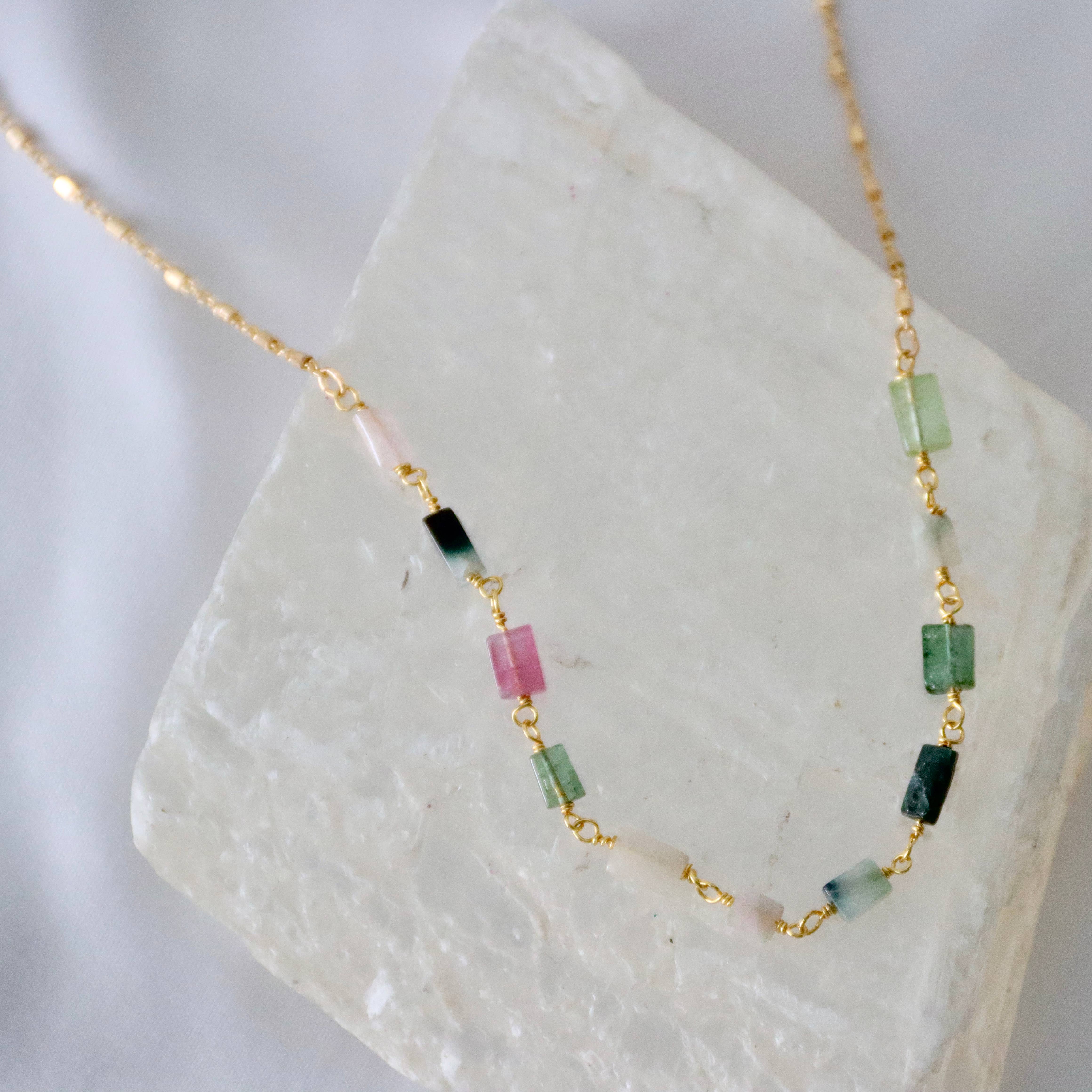 Mesa Blue - Wholesale Beaded/Pearl Necklace - Tourmaline Chip Necklace3