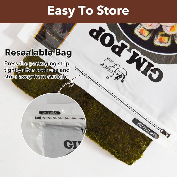 Joyce Food Distribution, Inc. – wholesale DIY food kit – Gim Pop Sushi Nori Roasted Seaweed 50 Full Sheets 130g