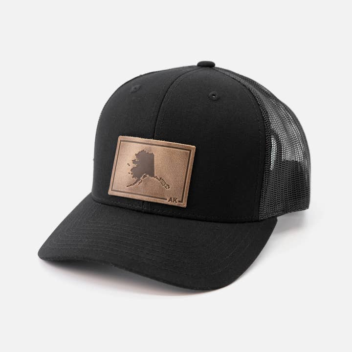 Range Leather Co. - Wholesale Trucker Hat - Unisex - Alaska Silhouette Hat | Leather Patch Trucker Hat