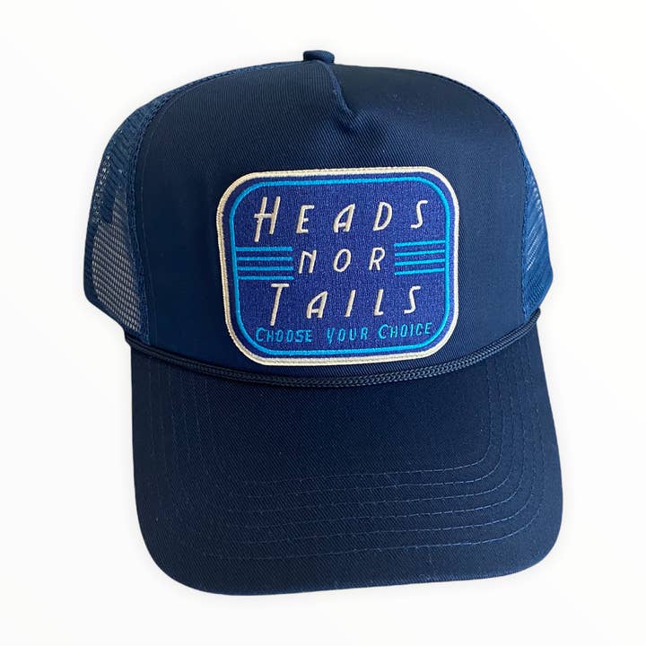 Cappellino da camionista rotondo blu scuro per la vendita all'ingrosso da parte di Heads Nor Tails