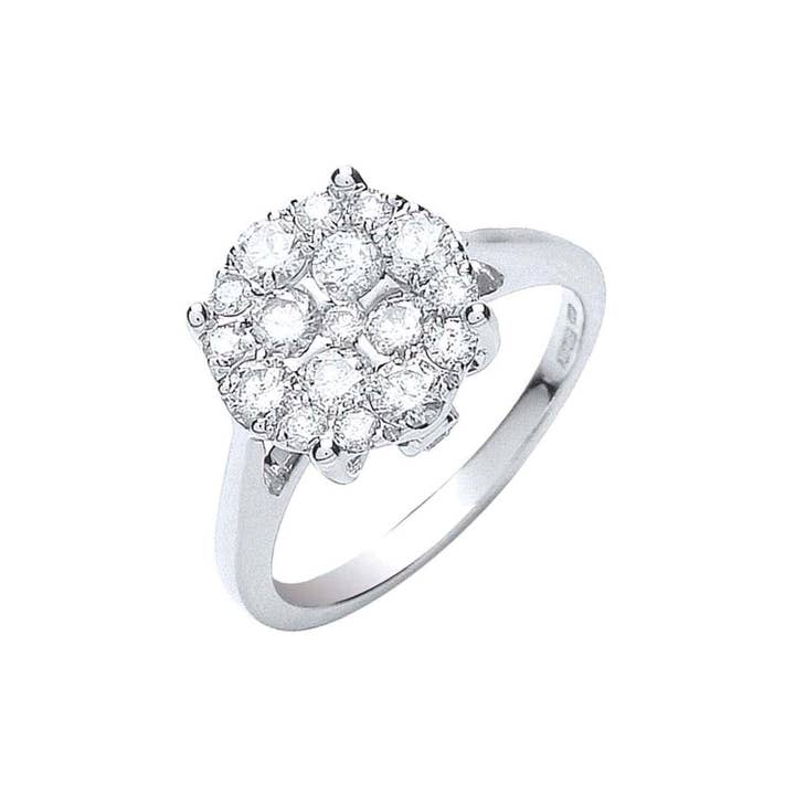 Fine Diamond 18ct White Gold Cluster Diamond Ring for wholesale by Mejoma