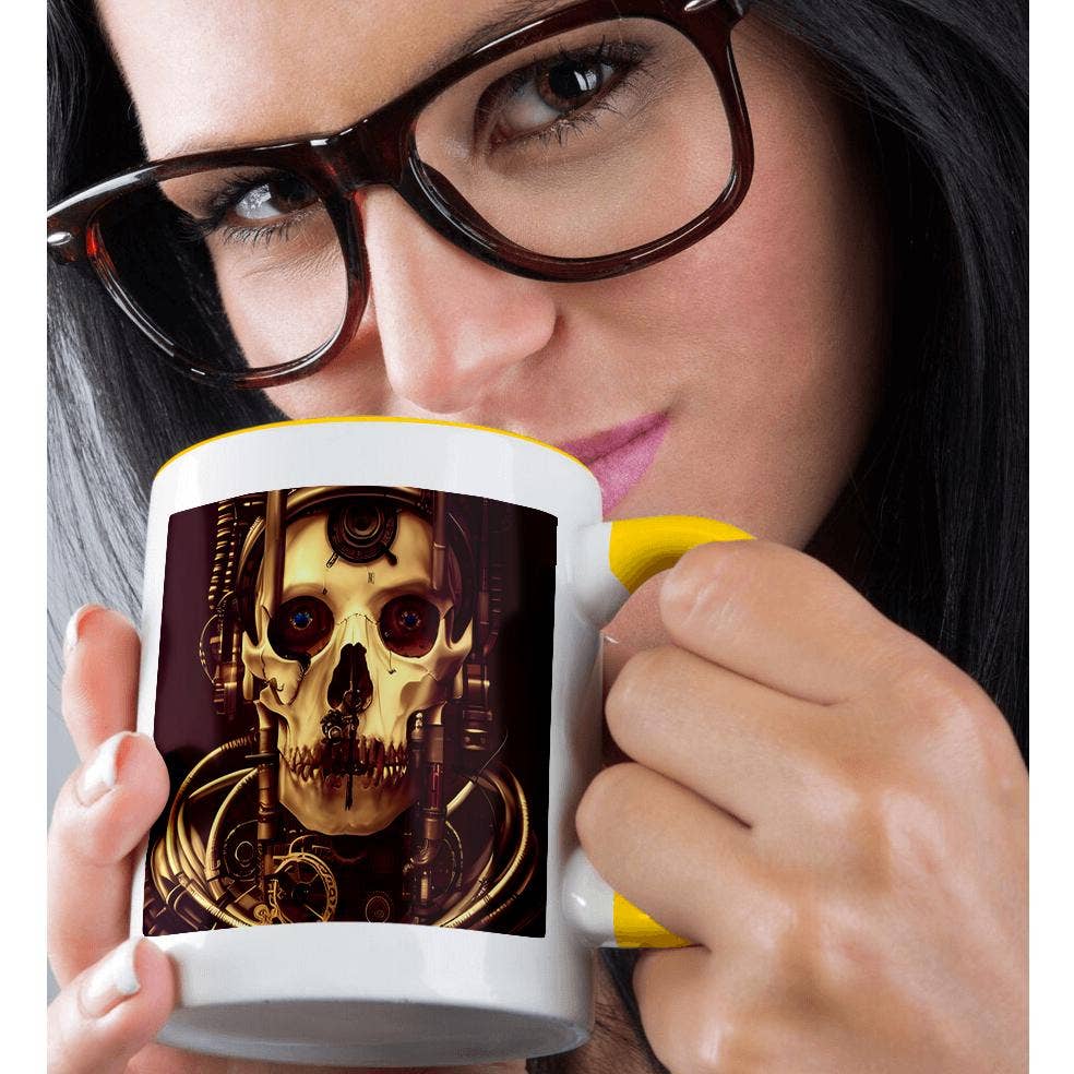 3dRose - Wholesale Coffee Mug - 3dRose, Dark fantasy steampunk skull and mechanical, electronic gear art, Mug1