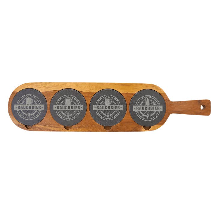 Elite Engraving Co - Wholesale Flatware Serving Piece - Acacia Wood/Slate Serving Board, Flight Tray