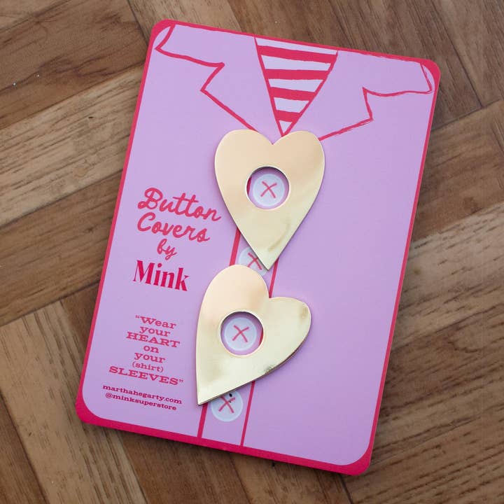 Mink - Wholesale Lapel Pin/Button - Heart shaped Button Covers4