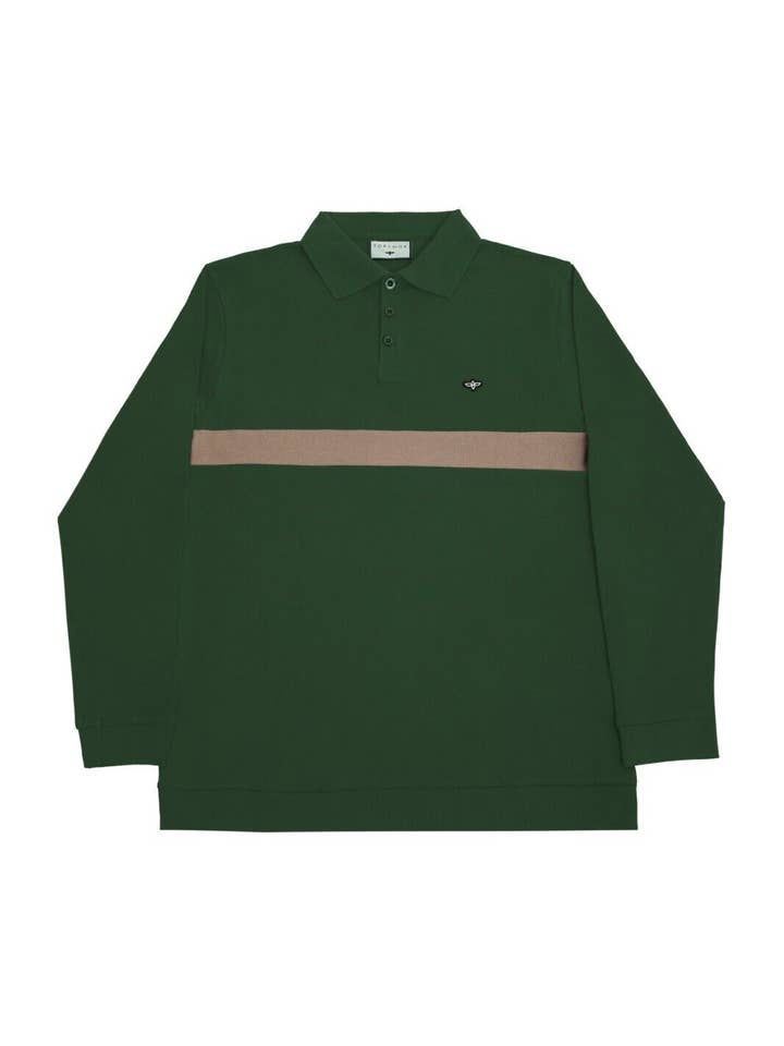 Mens Stripped Long Sleeve Polo Shirt T-Shirt - Sycamore for wholesale by TOPLOOK LONDON