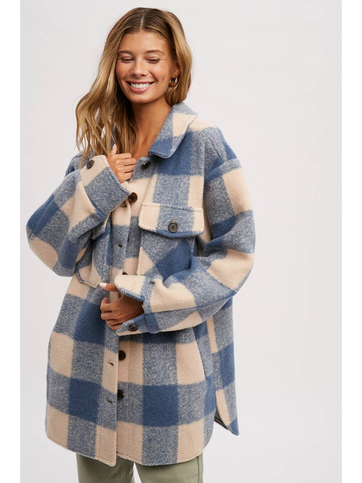 Bluivy – Engroshandel Frakke - Dame – BØRSTET PLAID OVERDIMENSIONERET FRAKKE12