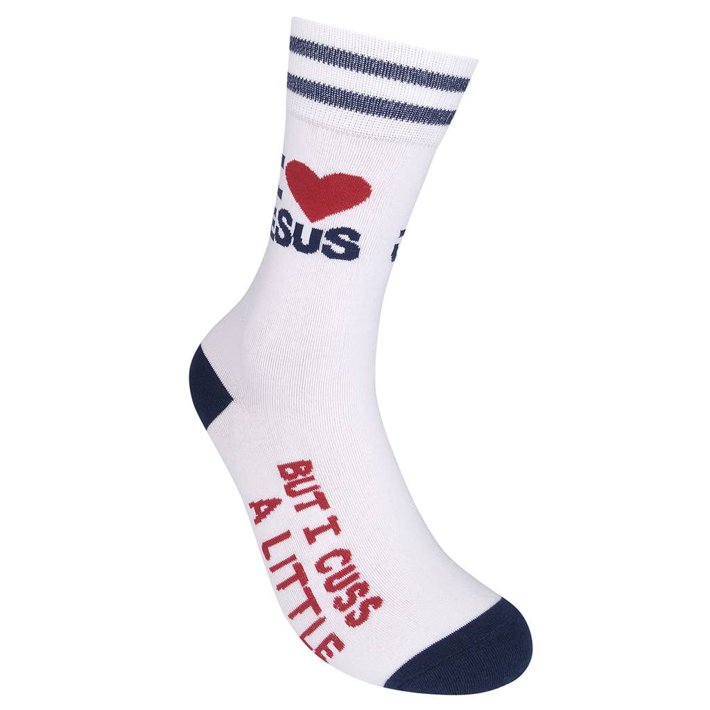 Funatic - About Face Designs - Nice Enough Merch Co - Wholesale Socks - Unisex - I Love Jesus (But I Cuss) Socks | Funny | Funatic6