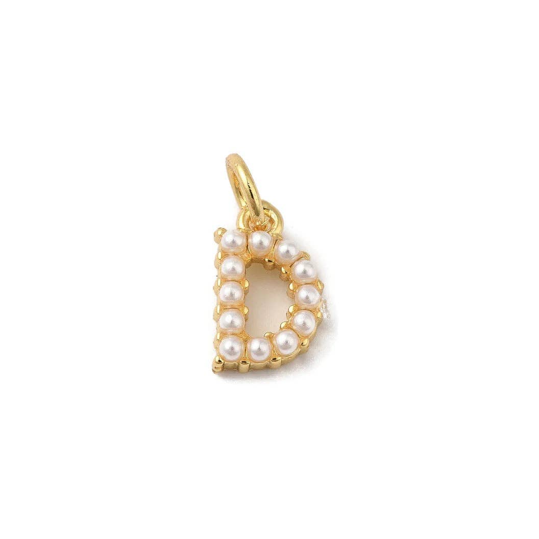 The Charm Bar Company - Wholesale Individual Charm/Pendant - Gold Large Pearl Initial Letter | Alphabet Charm3