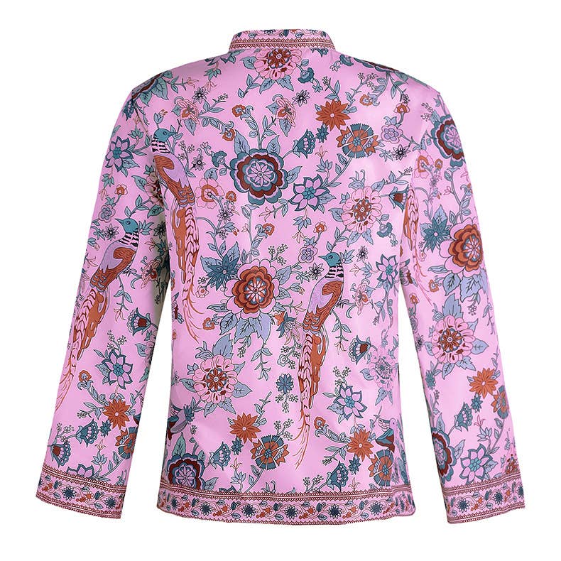 Rosa Clothing - Vente Chemisier – femme - Blouse ample à manches longues à imprimé bohème18