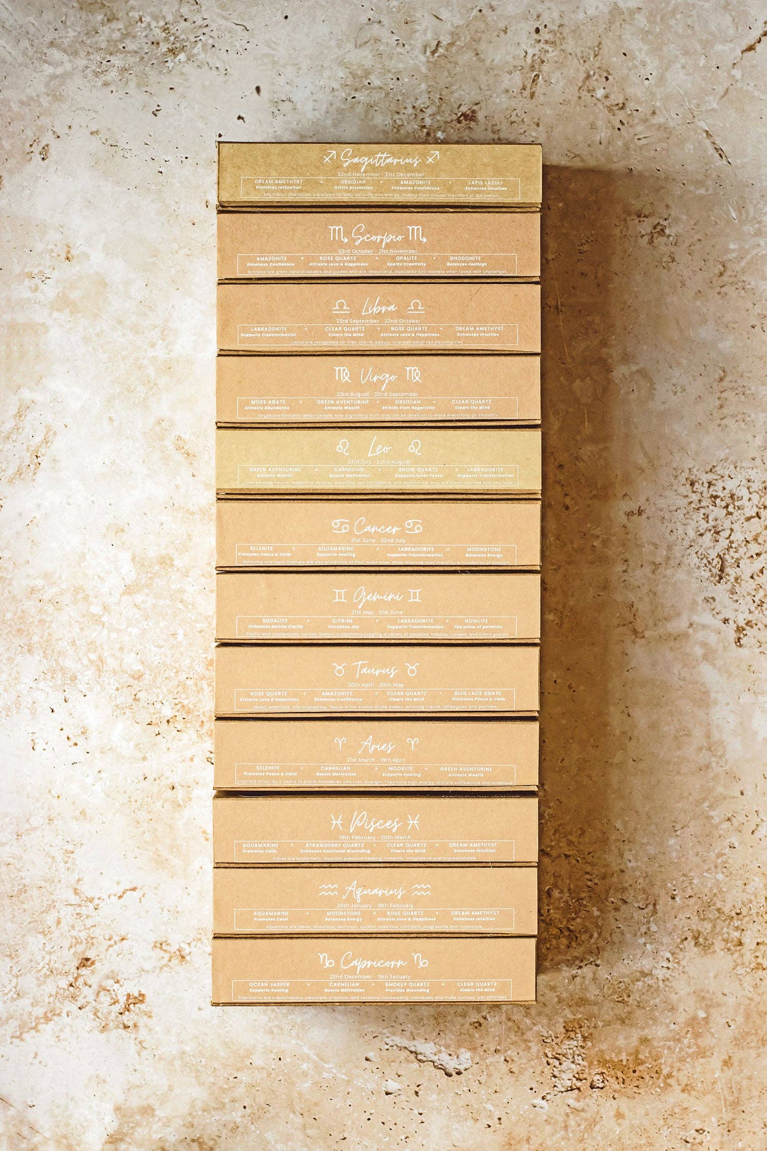 Mindful Living Co. - Wholesale Spiritual Stone/Crystal - Zodiac Crystal & Bracelet Gift Set 13