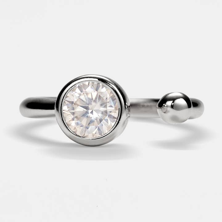 Round Cut Moissanite Stacking Ring in 925 Sterling Silver for wholesale by Perimade & Co. LLC