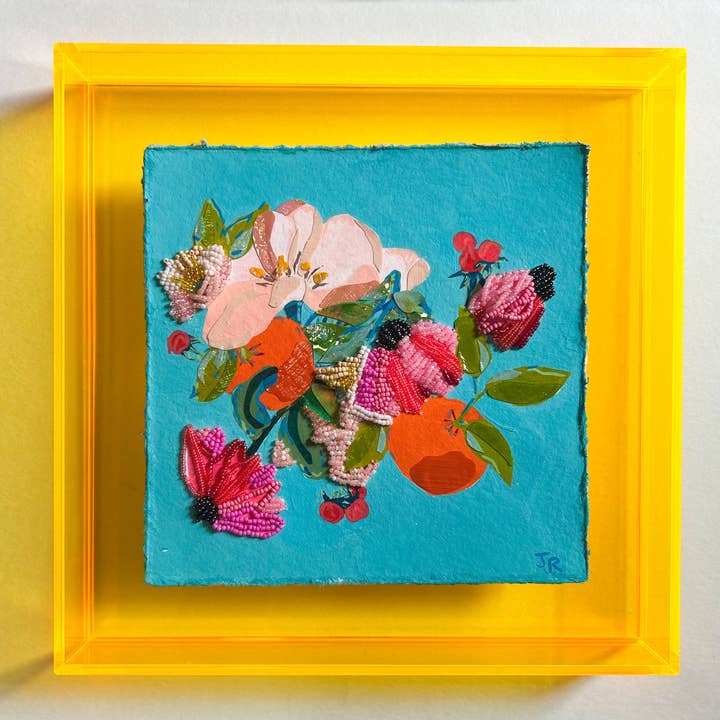 Slow Days|Polymer Lift and Bead Embroidery Painting. for wholesale by Jessica Reynolds Art