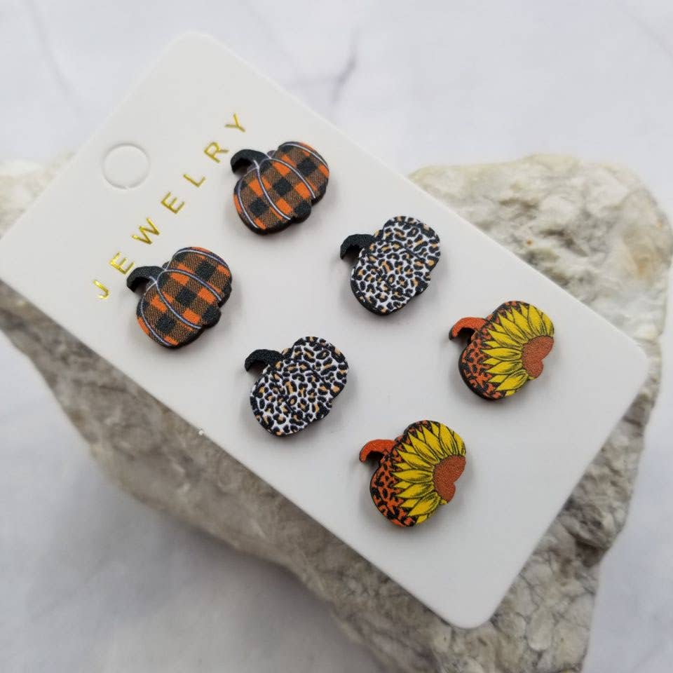 The Pretty Jewellery - Wholesale Stud/Post Earrings - Fall Pumpkin Stud Earrings - Set Of 31