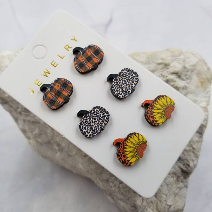 The Pretty Jewellery - Wholesale Stud/Post Earrings - Fall Pumpkin Stud Earrings - Set Of 31