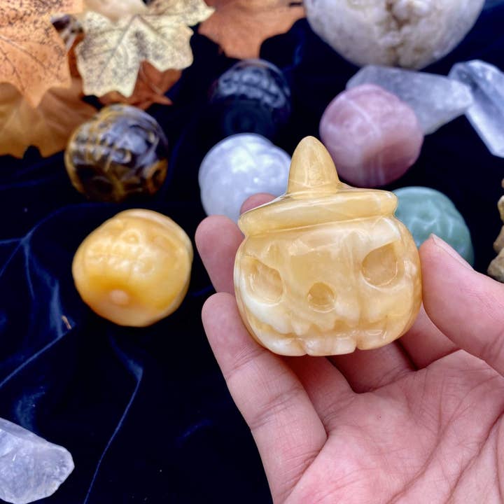 Rock Paradise - Wholesale Spiritual Stone/Crystal - Gemstone Carved Pumpkin Jack o'lantern - Halloween Decor1