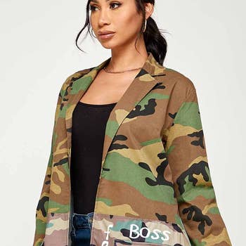 Camouflage Jacket for Women Camo Midi Coat With Hood Military 