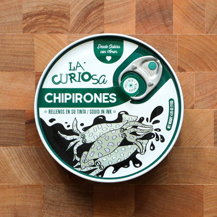 Calmars Farcis à l'Encre La Curiosa, 110g pour la vente par FishNook Tinned Seafood Co.