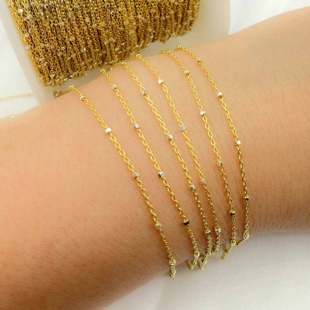 Z36GS1. Gold Plated 925 Sterling Silver Satellite Cube Chain for wholesale on Faire1