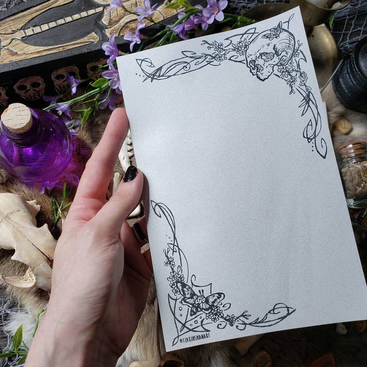 Tia Kinsman - Wholesale Stationery/Notecard Set - Deaths Head Moth Goth Letter Stationery Set3