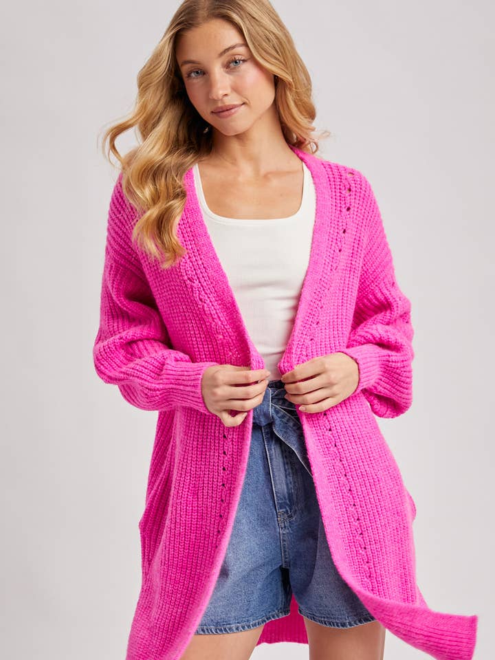 OPEN FRONT LONG LINE KNIT SWEATER CARDIGAN for wholesale by Bluivy