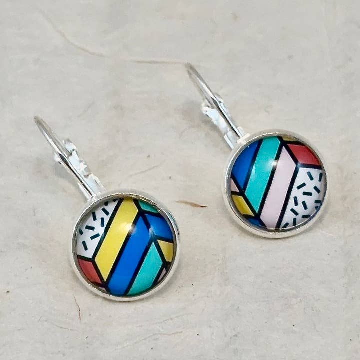 Lever-back Cabochon Earrings - Talisha Multi-color for wholesale by A New Day, A New Dawn NYC, LLC.