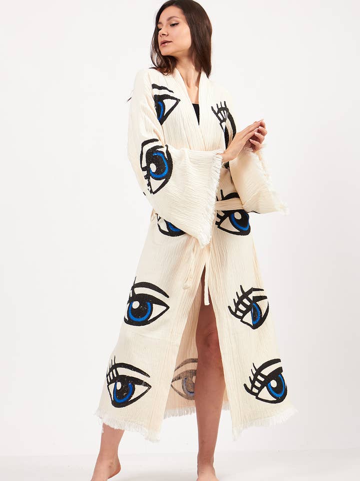 Yaz Concepts – wholesale Kimono – Women's – Eye Print Bathrobe | Festival Kimono | Evil Eye Clothing4
