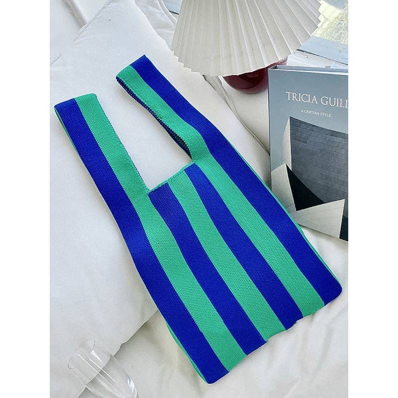 FurDecoration - Wholesale Tote Bag - Women's - Woven Handbag with Striking Contrast Color Stripes4