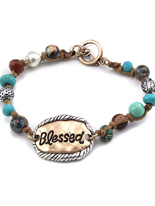 ( W908 ) RELIGIOUS INSPIRATION TOGGLE BRACELET - BLESSED for wholesale by Jewelry Max