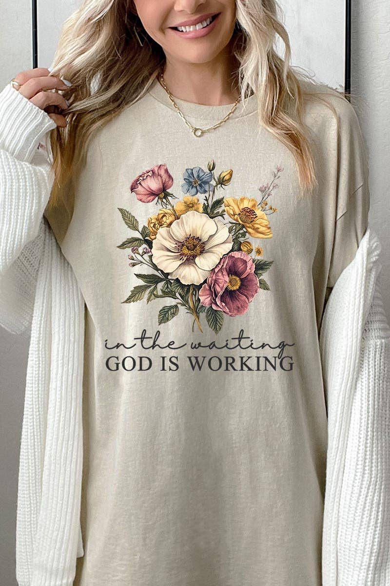 COLORBEAR - Wholesale T-Shirt (Graphic) - Unisex - God is Working Vintage Floral Heavy Cotton Tee2