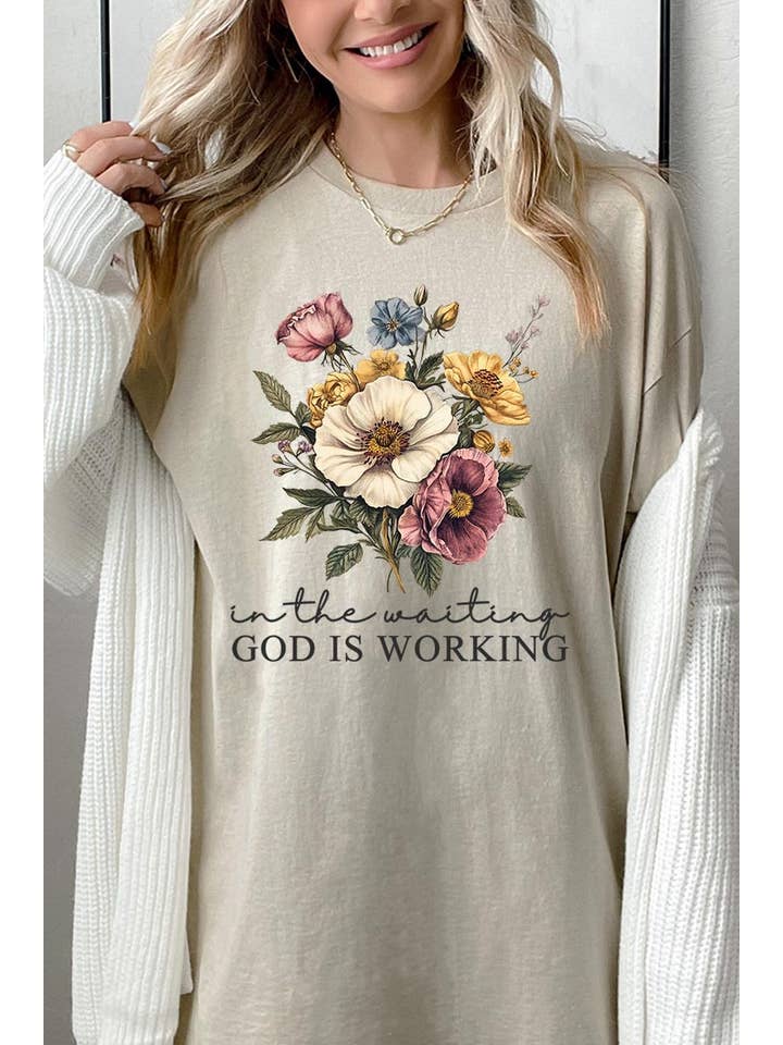 COLORBEAR - Wholesale T-shirt (graphic) – unisex - God is Working Vintage Floral Heavy Cotton Tee2