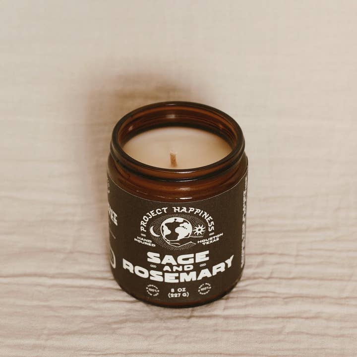 Project Happiness Candle Co. - Wholesale Jar/Filled Candle - Sage and Rosemary Soy Candle - 8oz5