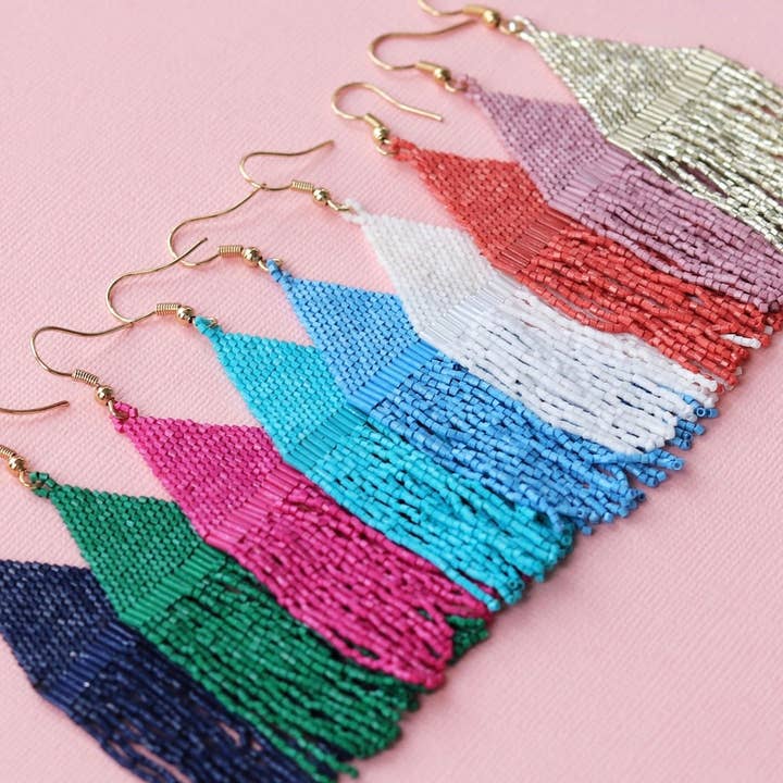 Pierce + Hide - Wholesale Tassel Earrings - Custom Beaded Diamond Fringe Earrings | Fringe Dangle