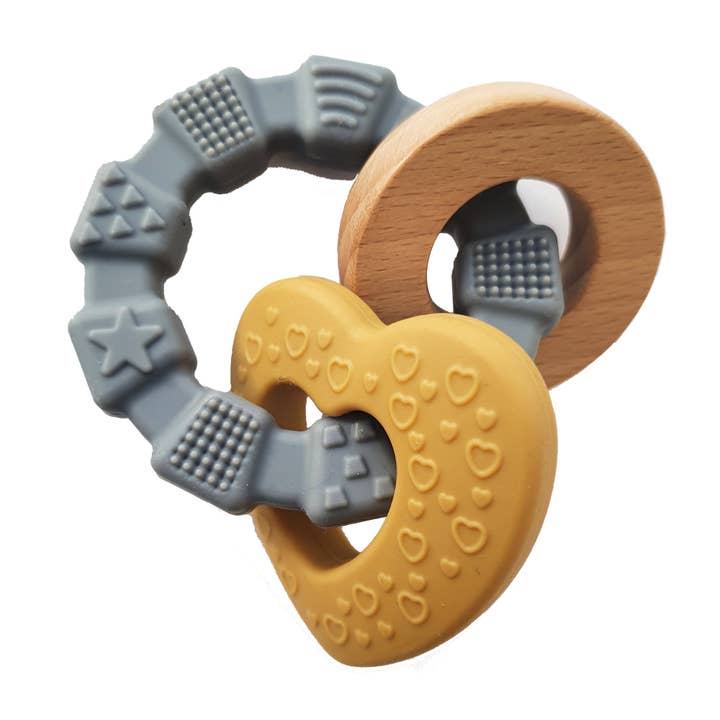 Baby Silicone Teether Toy Heart Ochre for wholesale by Summerville organic