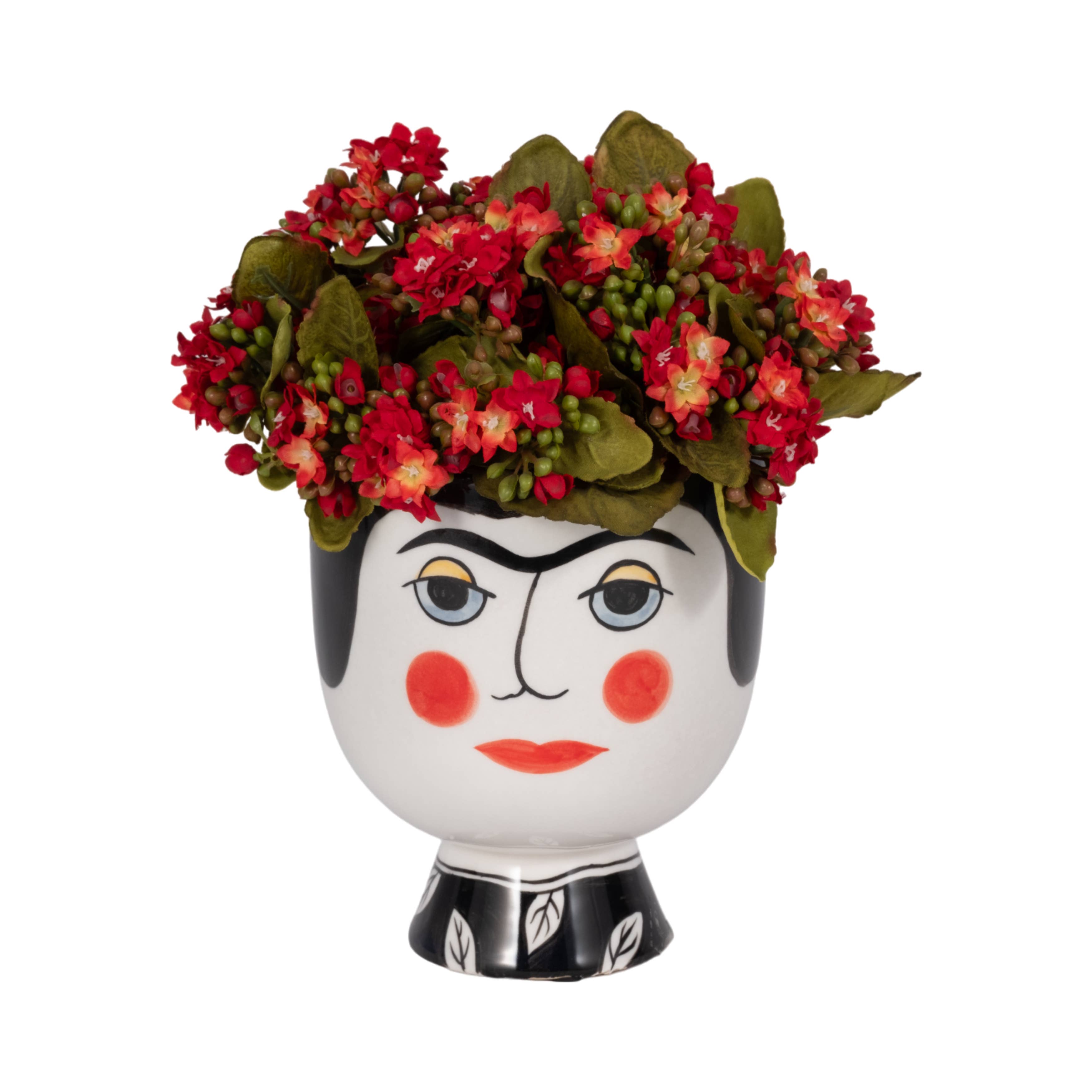 Sagebrook Home - Wholesale Plant Pot - Planter - Black Ceramic Decorative Frida Face Flower, 6 in.5