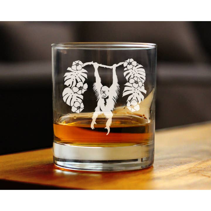 bevvee – Großhandel Cocktail-/Schnapsglas – Orang-Utan Whiskey Rocks Glass — Geschenke und Dekoration für Wildtiere1