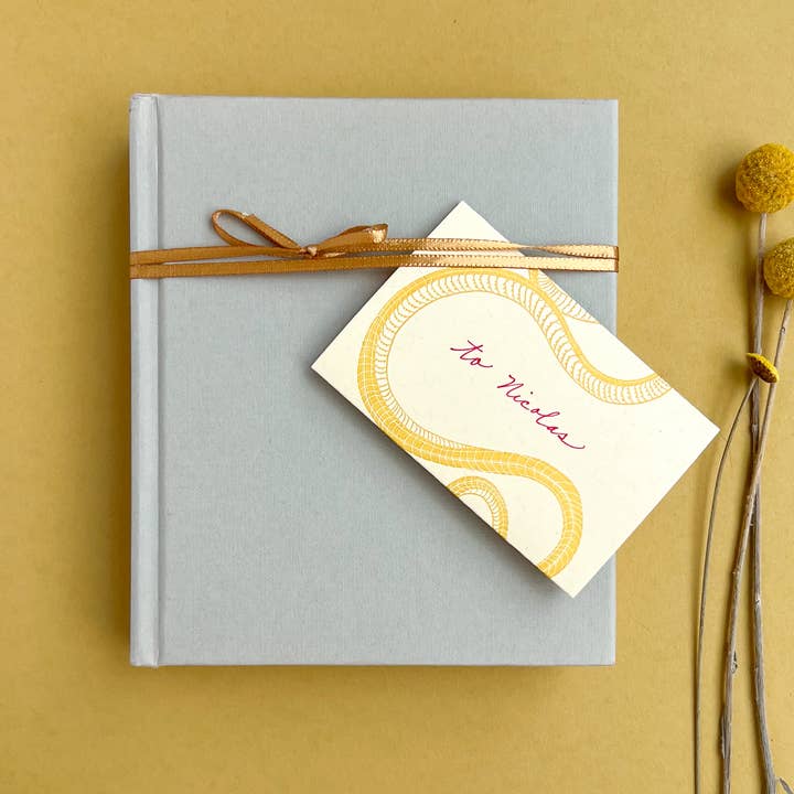 Blackbird Letterpress - Wholesale Everyday Greeting Card - snake yellow gold mini card2