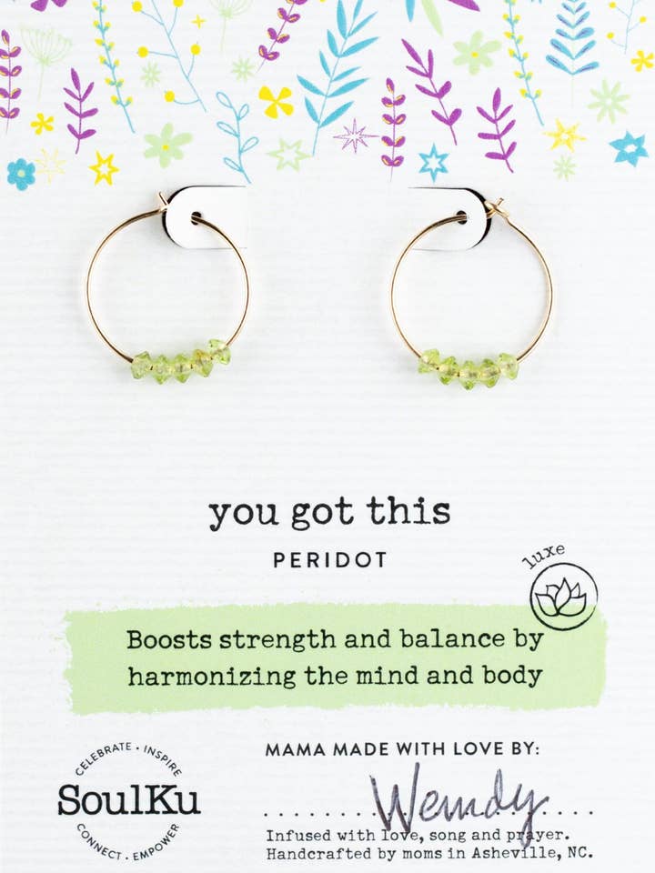 Peridot guldörhängen för You Got This för wholesale av SoulKu