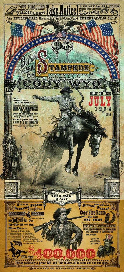 Bob Coronato: Rodeo Posters - Original Art - Home Décor - Wholesale Poster - Cody, Wyoming: (paper) - Rodeo Poster- Unsigned2