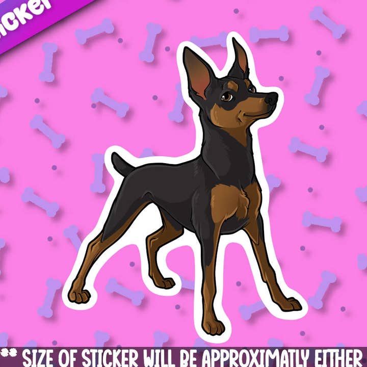 Miniature Pinscher klistermærke for engroshandel hos Mega Kawaii Cuties