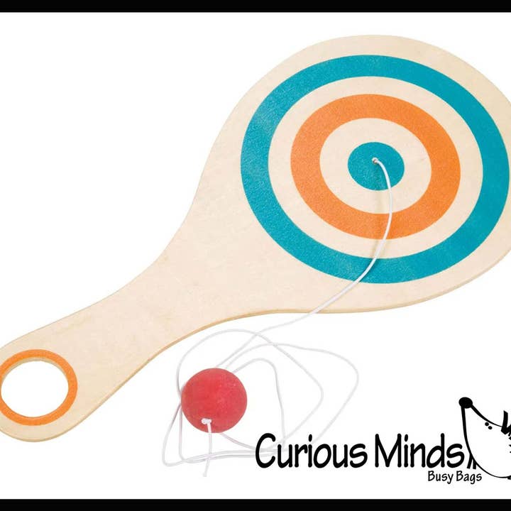 Curious Minds Toys - Wholesale Wood Toy - Kids - 1 Paddle Ball Game Wooden Catch Ball Mexican Yo Yo Classic T