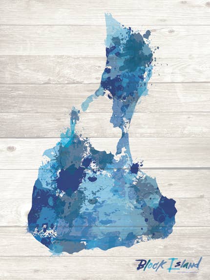 Block Island Paint Splatter Silhuet for engroshandel hos LOST DOG art & frame