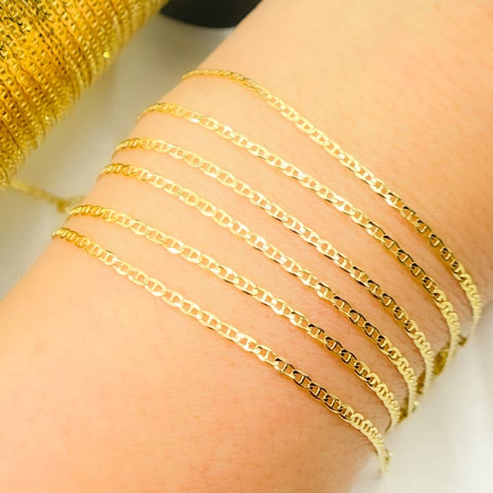 Tresor Jewelry Inc. - Wholesale Link & Chain Necklace - 040FLP1FGT2A9L001byFt. 14k Solid Gold Flat Marina Link Chain1