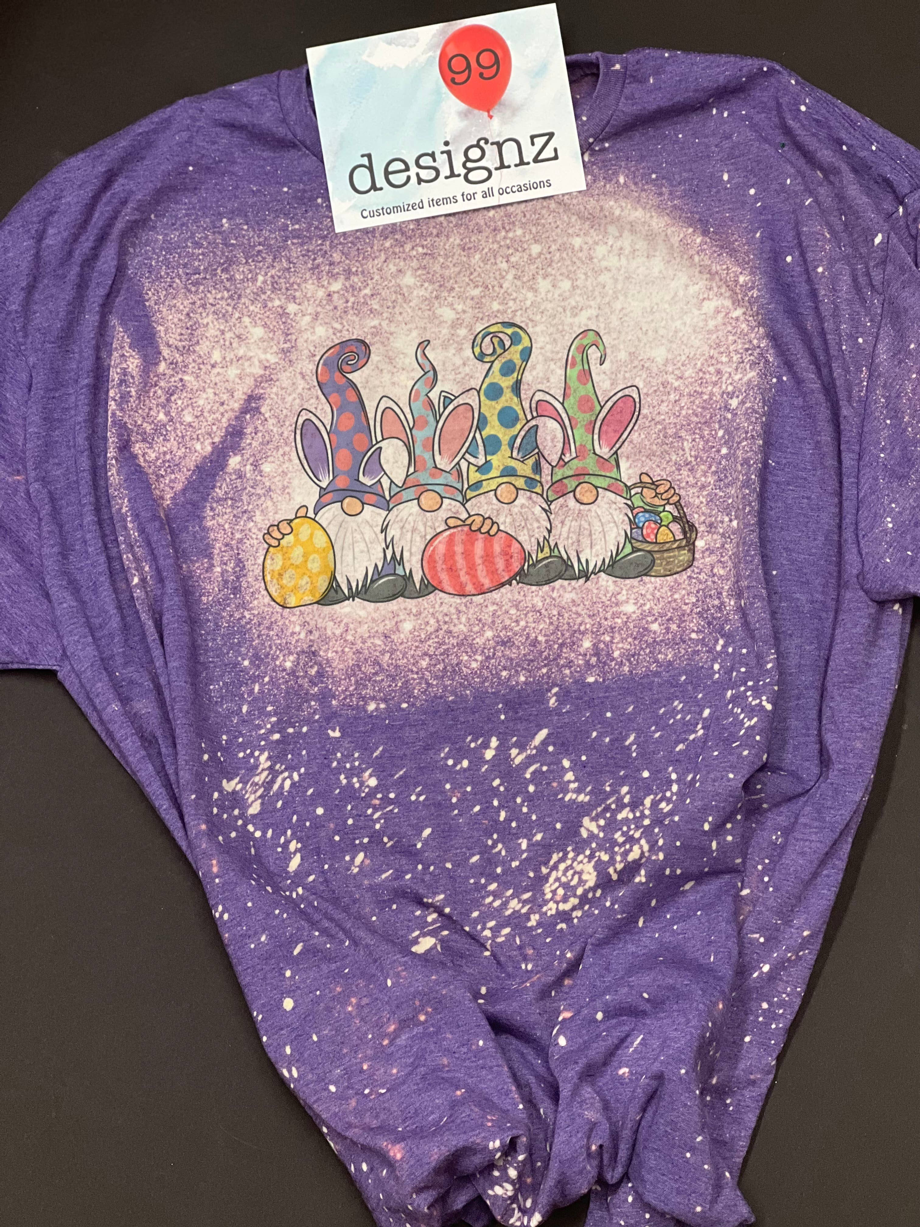 99designz – Engroshandel T-shirt med print - Dame – Påske nisser- Bleget Tee1