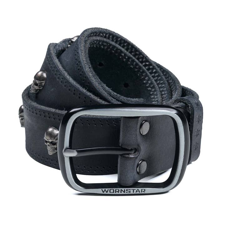Gauntlet Skull Leather Belt for wholesale by Wornstar Clothing
