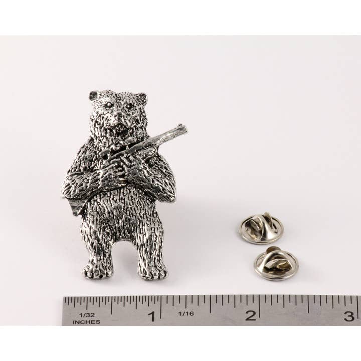 Creative Pewter Designs - Vente Épinglettes/boutons - Ours avec pistolet, épinglette ou aimant en étain2