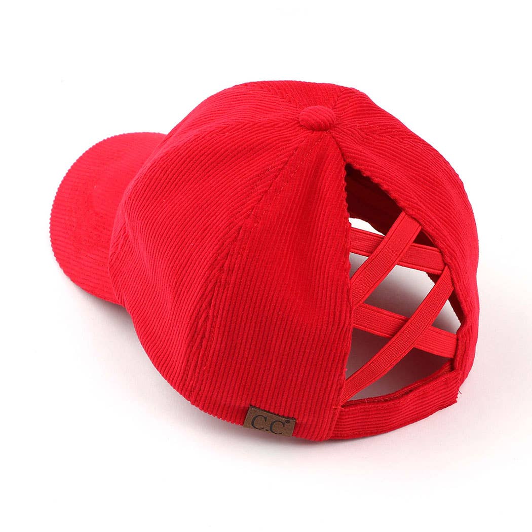 Fashion City - Wholesale Ponytail Cap - Women's - Corduroy Criss-Cross Pony Cap11