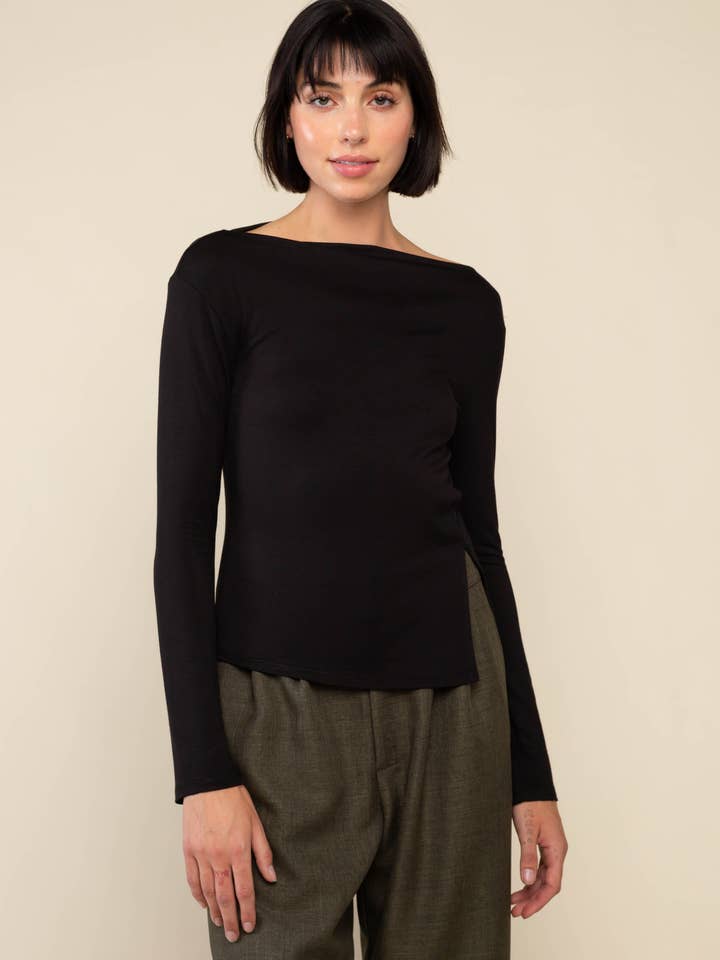 NLT – Großhandel Strickoberteil – Damen – Salem Langarmshirt mit U-Boot-Ausschnitt aus Bamboo Siro Basic8